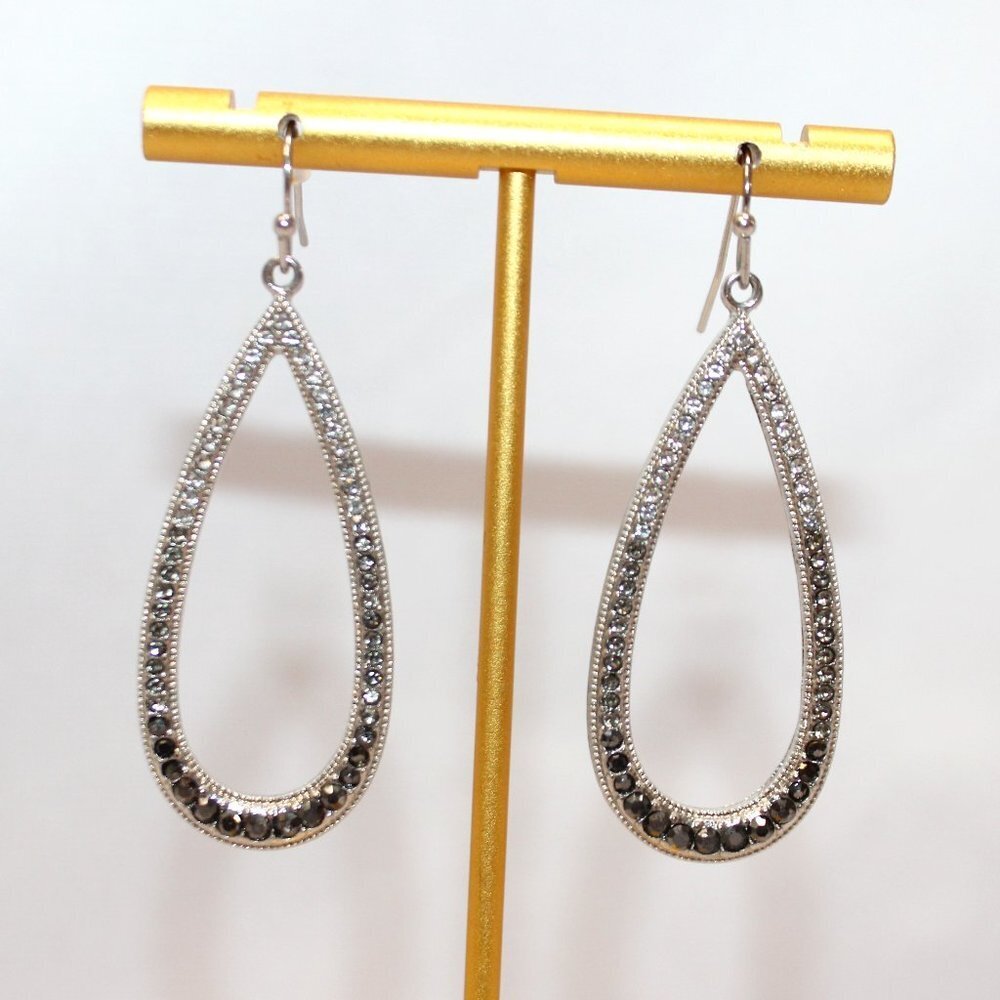 Silver Tone Tear Drop Marcasite Dangle Earrings